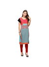 Red And Sky Blue Colour VT Printed Casual Wear Heavy Rayon Kurtis VT221